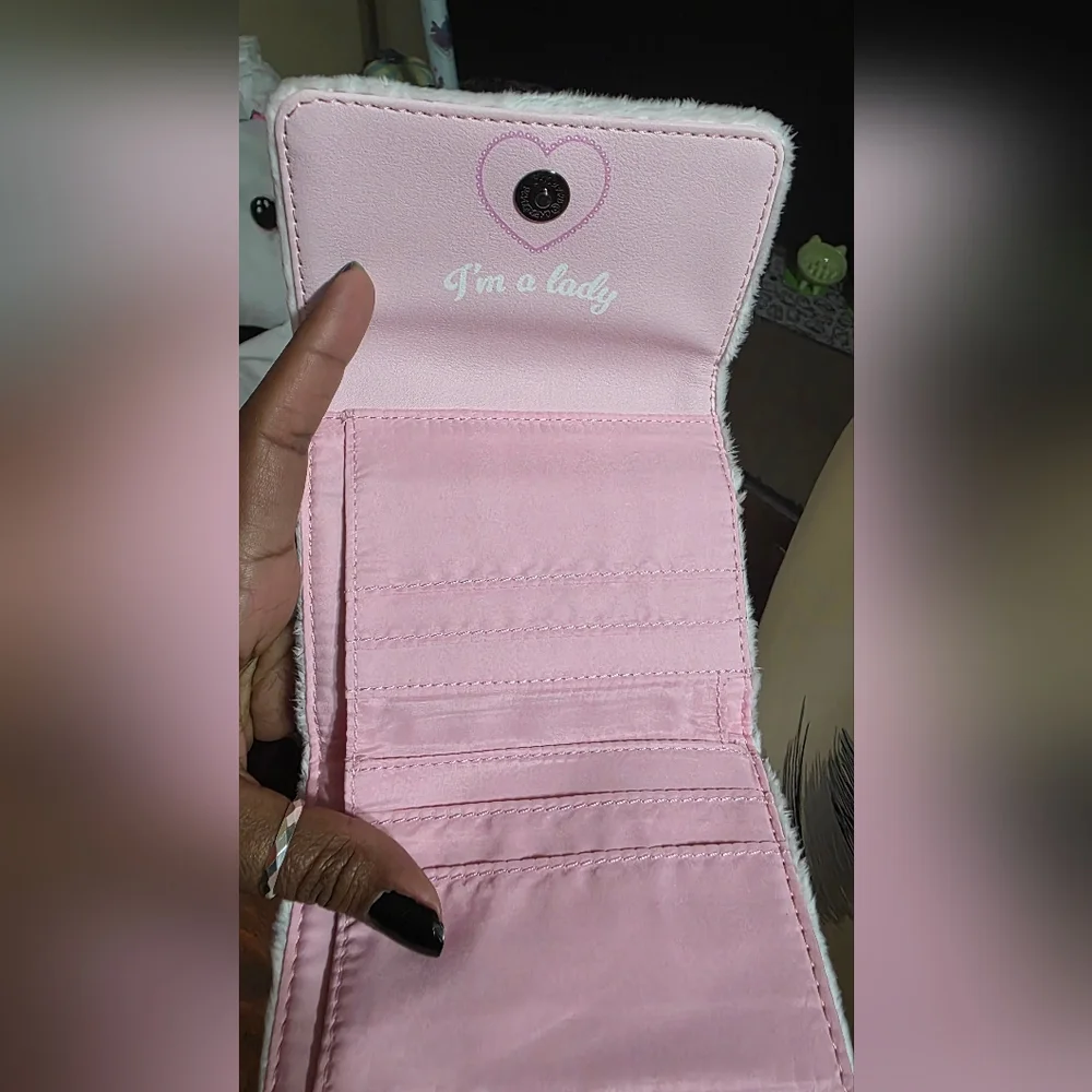 Loungefly White and Pink Cat Plush Wallet